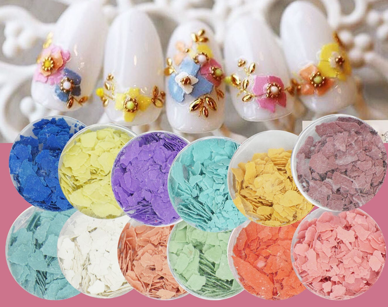 12 cases fragment chips nail decoration/ Matt slice Nail flakes DIY nail deco