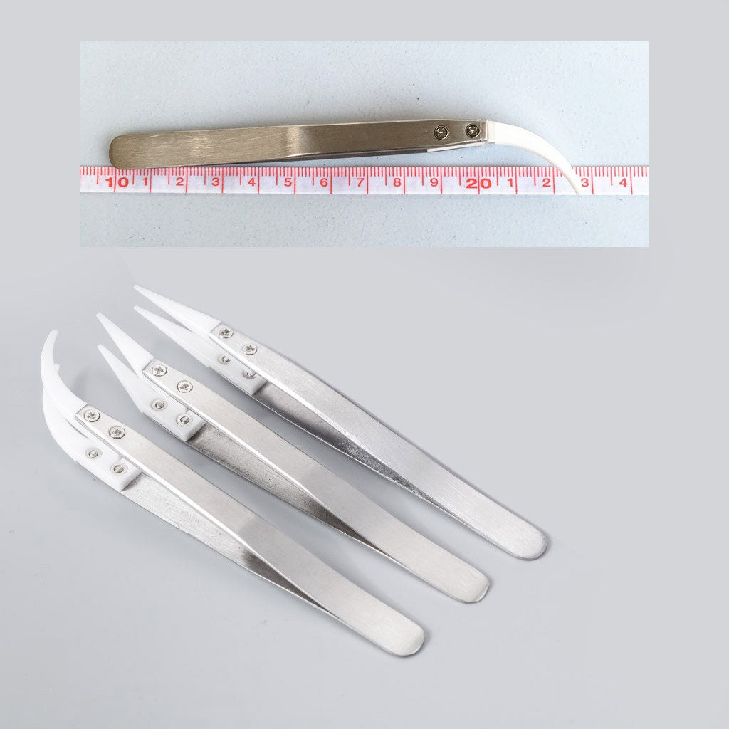 Ceramic Tweezers/ White head Tweezer Anti-Static Steel Tweezers for Craft, Jewelry, Electronics, Nail art tool supply/ DIY tool