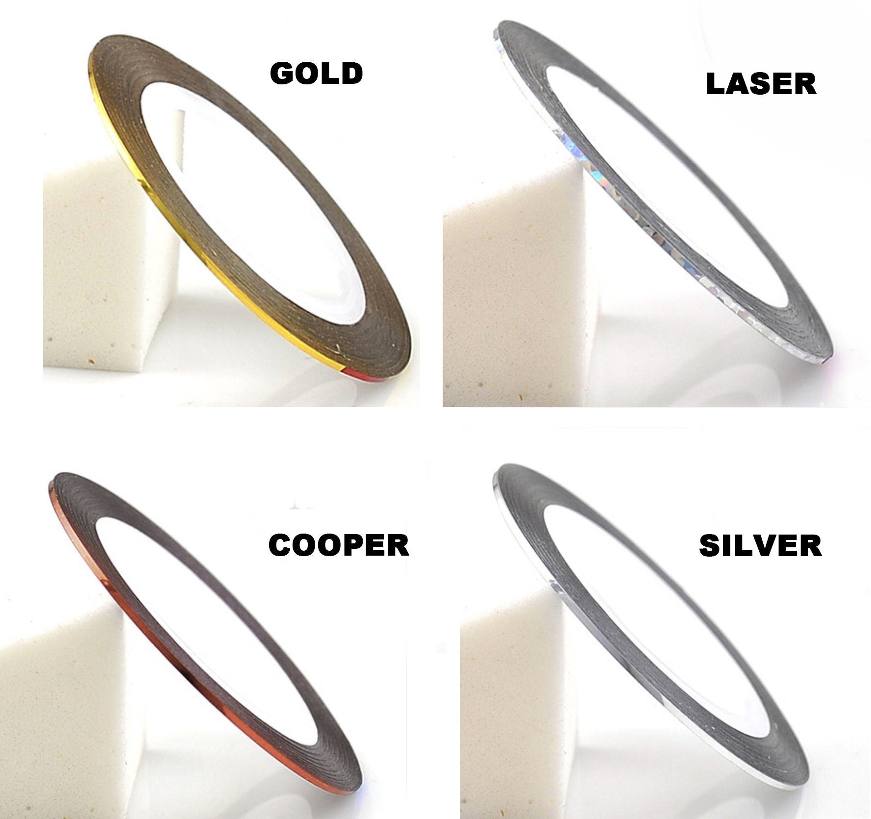 2 rolls 1mm Nail deco rolled tape/ Striping Tape Line DIY Nail Art Tips Decoration Sticker/ nail gold silver thread line