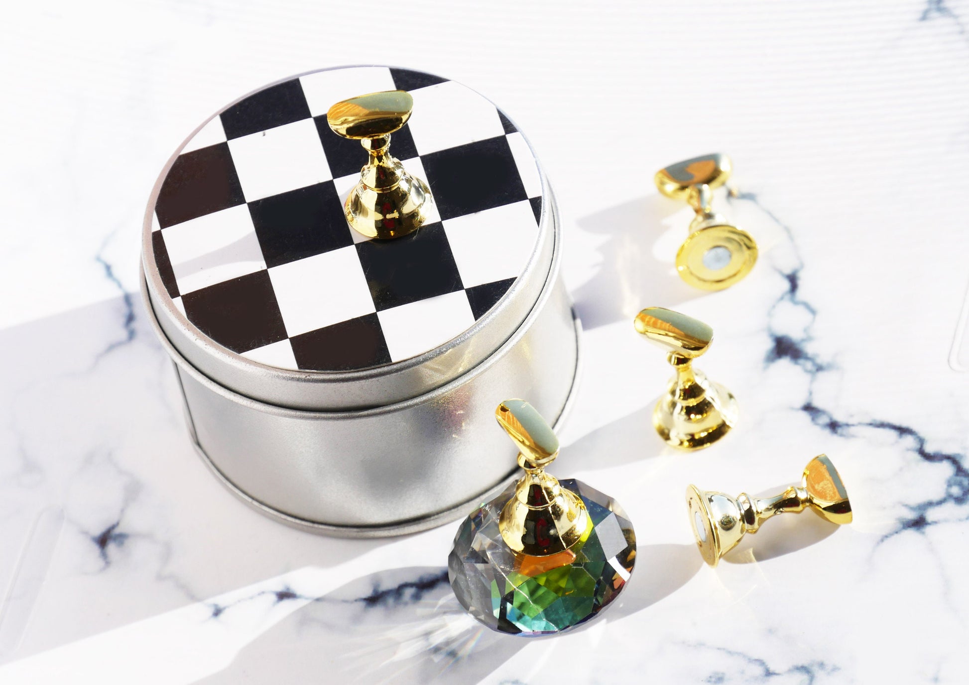False Nail Display Stand Holder Set/ Magnetic Nail Art Practice Holder/Gold holder Chameleon Nail Practice Manicure DIY Tools