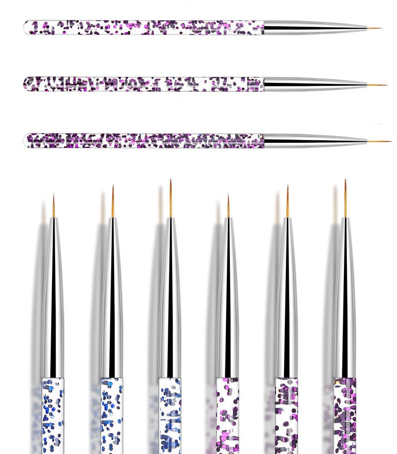 3 pcs Nail Brush Set for Detailing Striping Nail Art Brushes, liner brush, Painting Brushes set/ Crystal Pen- holder Nail Supply Tools