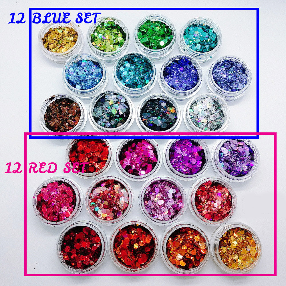 12 jars Halo hexagon Mixed size Glitter/ Nail Flakes 3D DIY laser Sequins/Mermaid silver hexagon starry sky glitter flakes for nail gel