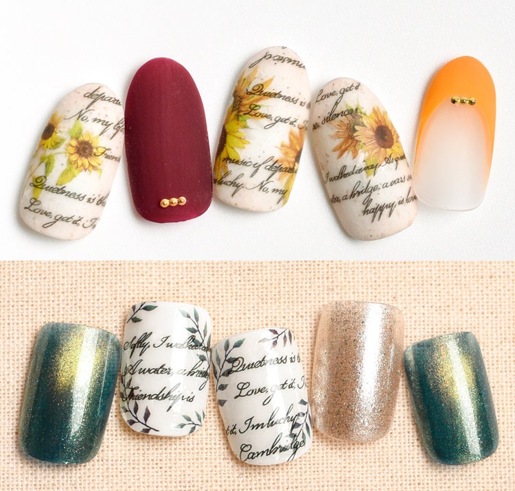 Calligraphic English nail sticker/Hand Writing Peel Off 3D Stickers Self Adhesive Decals/ Nail Polish Black & White Fonts Writing Letter