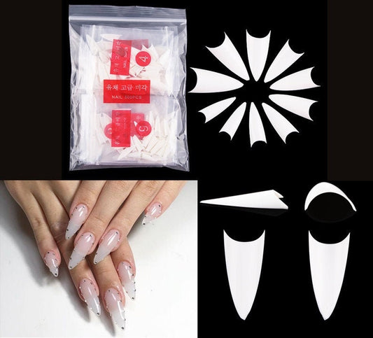 500 pcs Half Cover Stiletto False Fake Nails Tips Manicure nail Extension/ Clear Acrylic Sharp nail UV Poly Gel Manicure Salon Nail Tips