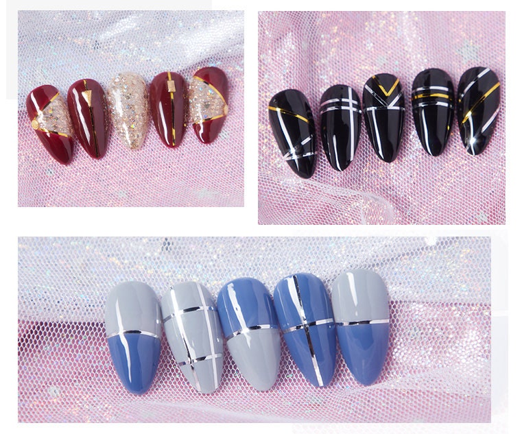 2 rolls 1mm Nail deco rolled tape/ Striping Tape Line DIY Nail Art Tips Decoration Sticker/ nail gold silver thread line