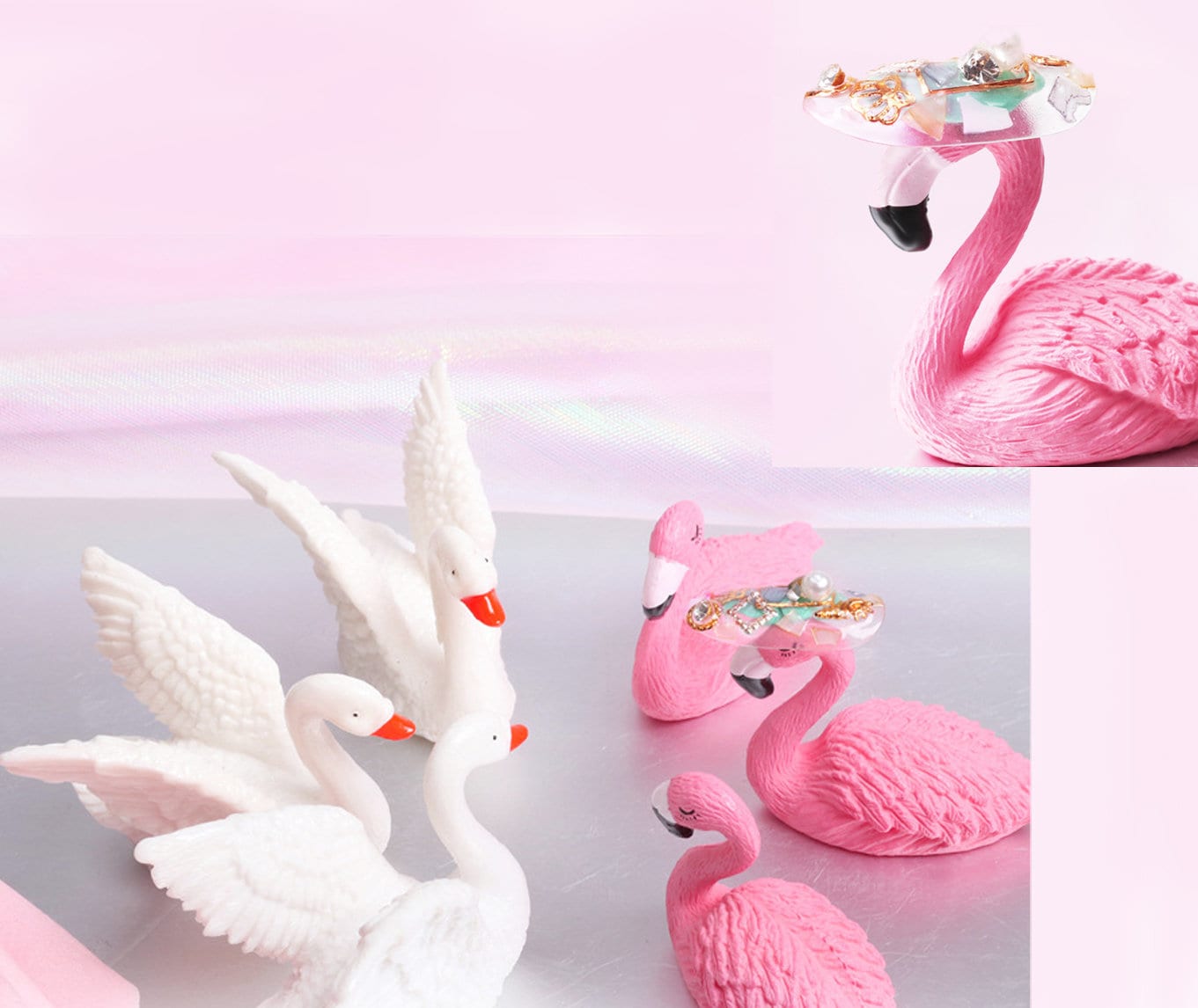 Flamingo Swan Nail Display Stand Holder / IG Nail Art Practice Holder/ Pink White Showing Manicure DIY Tools Photo Shooting Display
