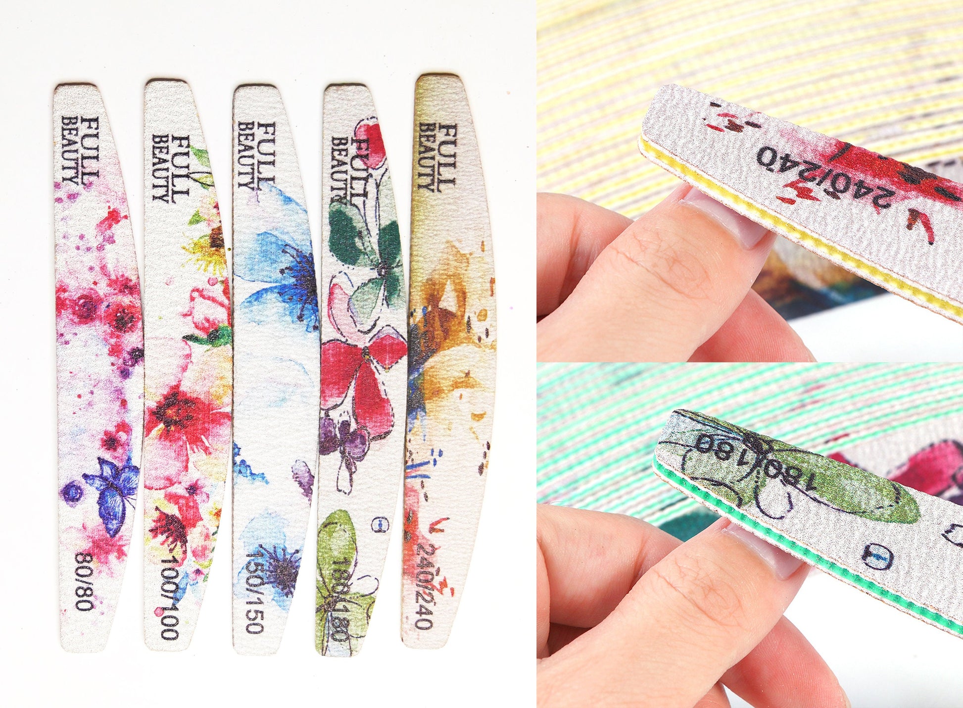 5pcs Nail Art Buffer Buffing Sanding Files Pedicure Care DIY Paste Set/ Buffing Files 80 100 150 180 240 Grit Acrylic manicure Tools