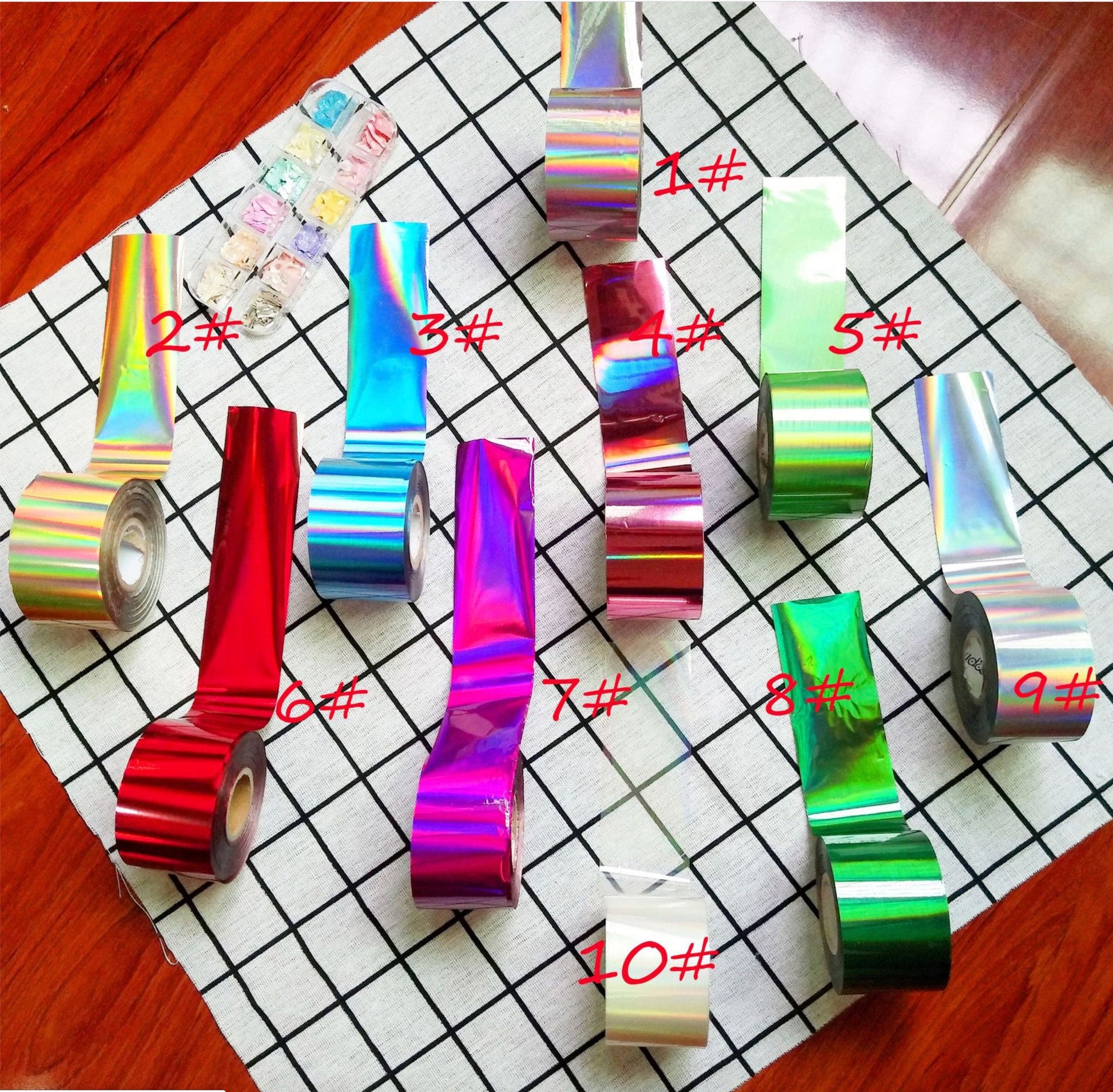 1 Meter Halo Metallic transfer paper Foil Nail Art Sticker Decal/ DIY Rainbow nail transferring mirrored foil design/ Colorful foil