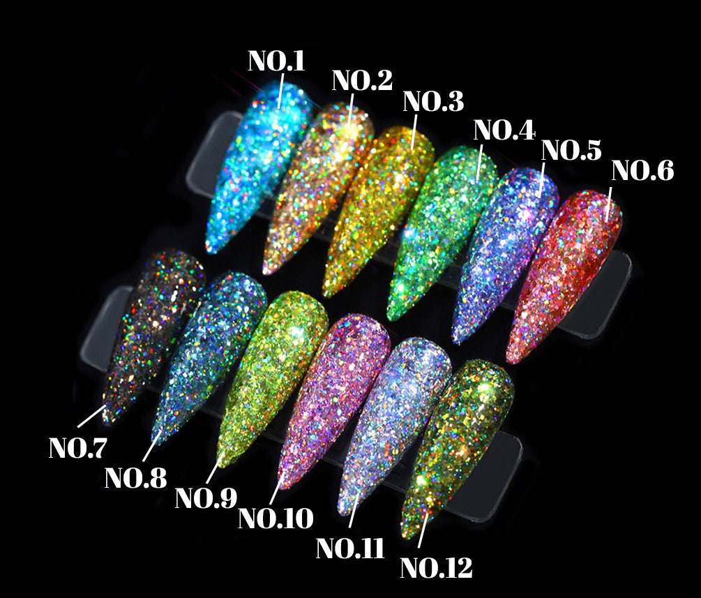 Halo Powder Glitter For Nail Art Design/Rainbow Pigment Glitter Nails/ Holographic Nails starry film illusion laser color changing sequins