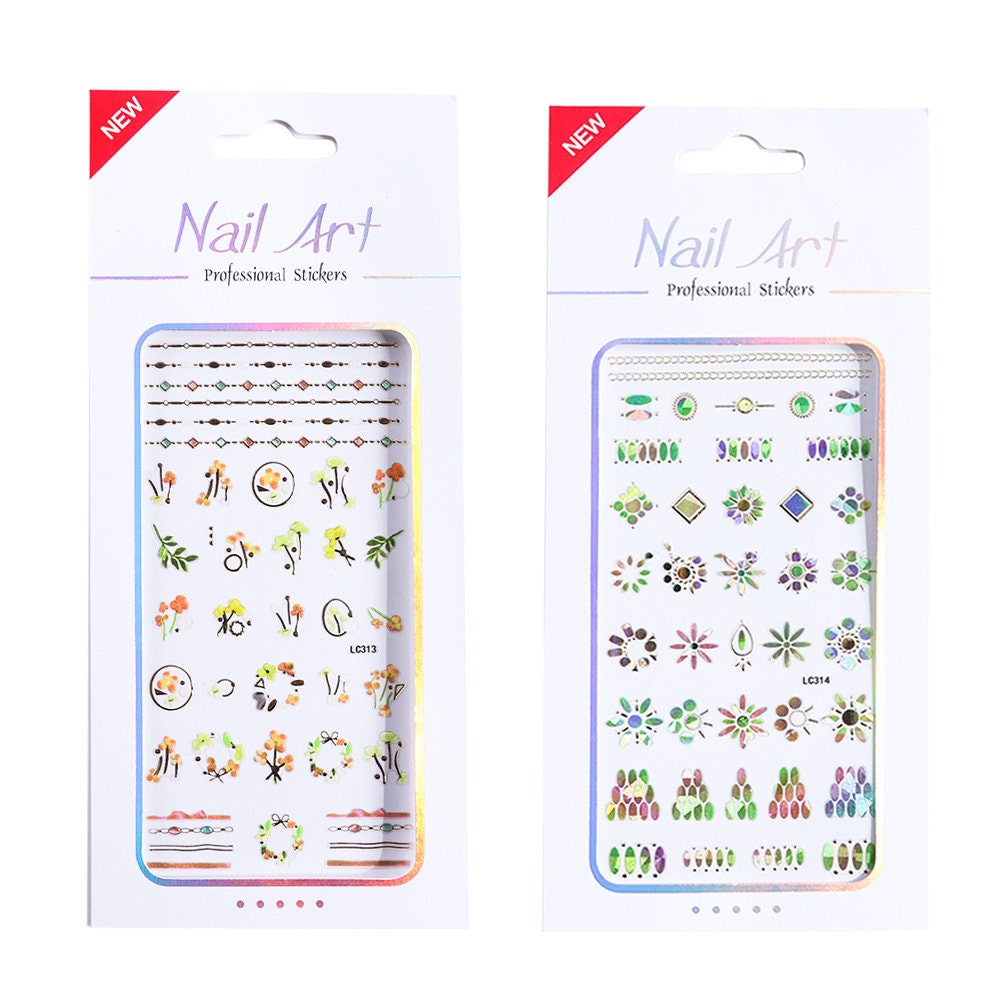 3D Spiritual Epoxy Resin Nail Sticker/ Mindful Nail art gold Stickers/peel off Sticker/ Gold Frame Colorful Cutes crawl manicure stencil