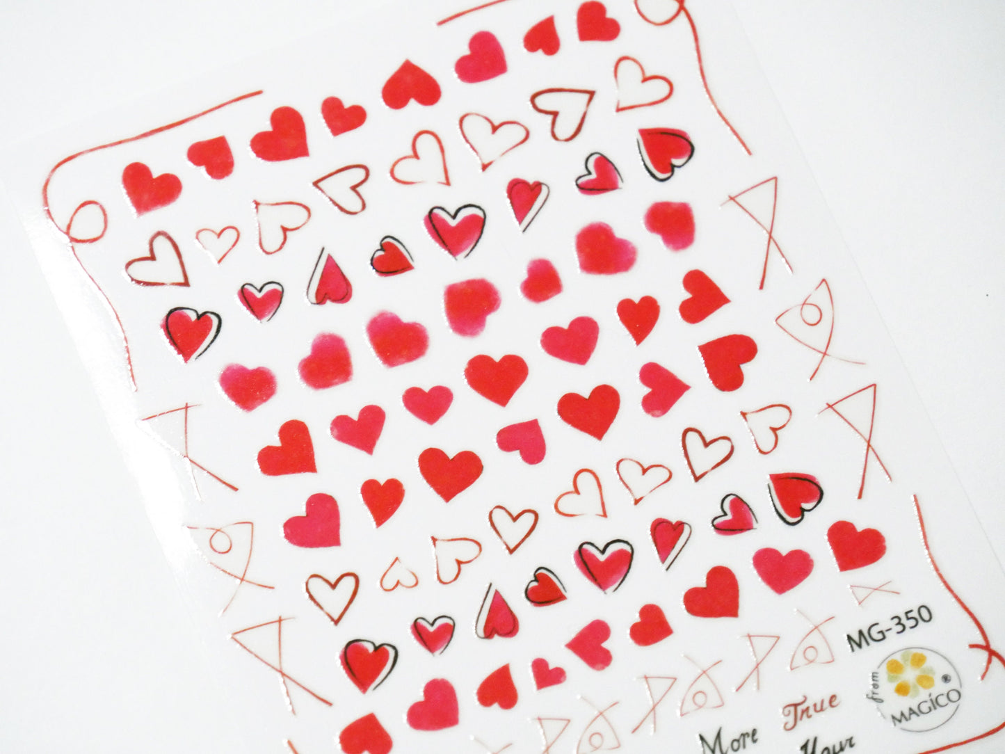Red Heart Nail Sticker/ Sweet love Nail Art Stickers Self Adhesive Decals/Red Ribbon nail art sticker/ Valentine's Day nail decal