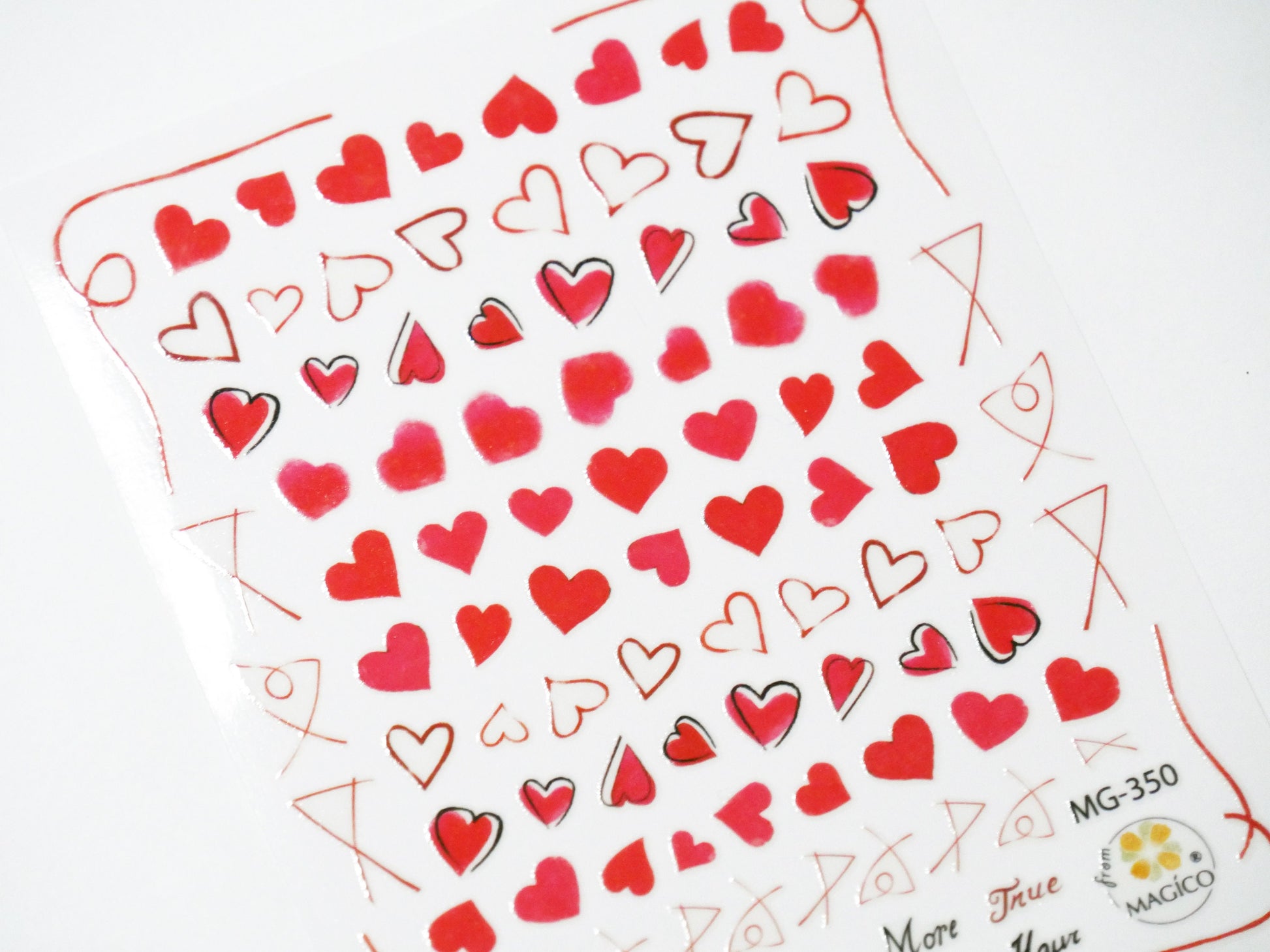 Red Heart Nail Sticker/ Sweet love Nail Art Stickers Self Adhesive Decals/Red Ribbon nail art sticker/ Valentine's Day nail decal