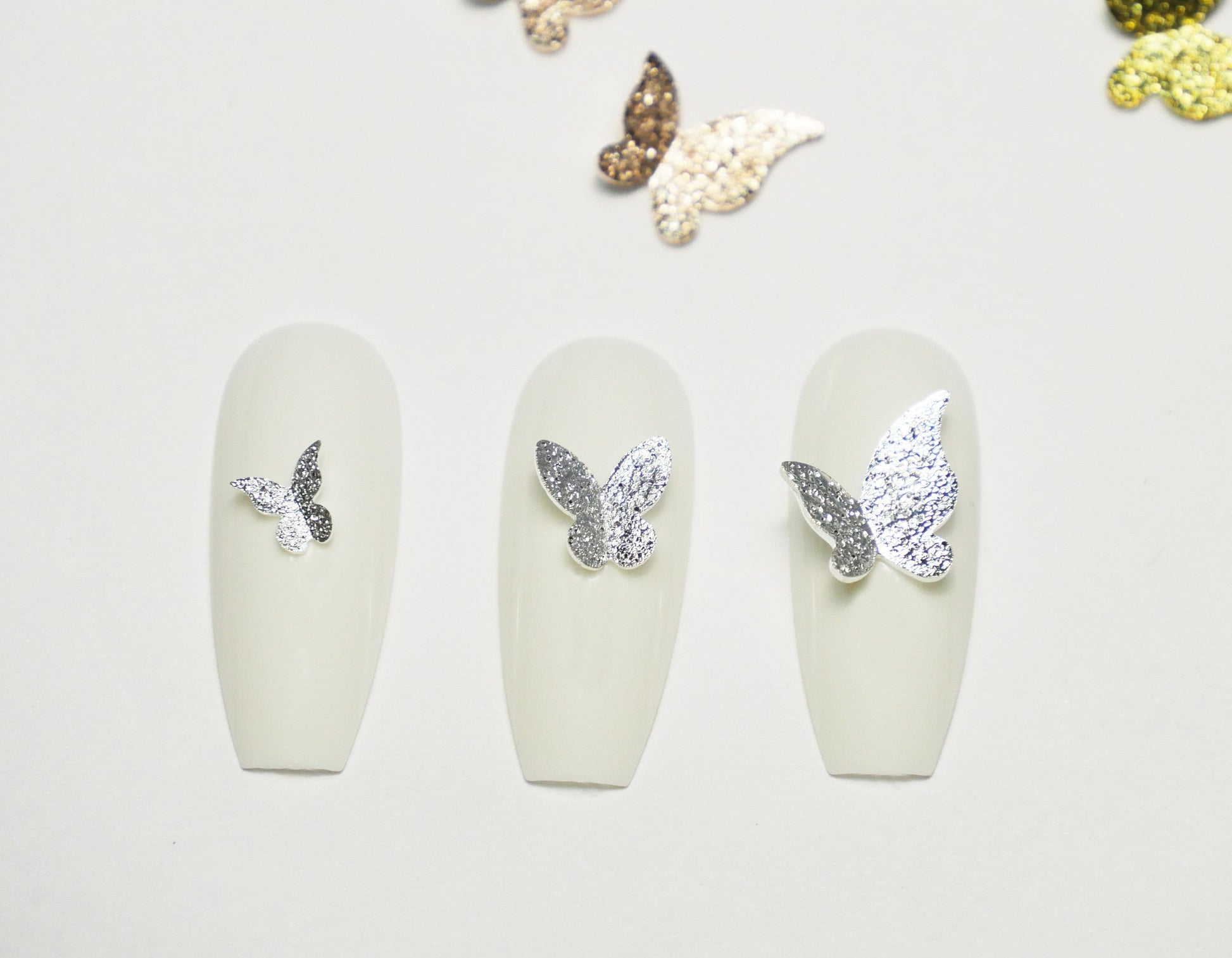5 pcs 3D Butterfly nail decoration/ silver gold butterfly Nail DIY charm for nail gel mail polish design