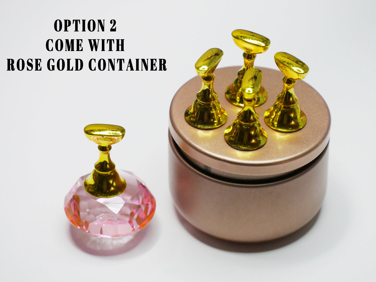 Gold False Nail Display Stand Holder Set/ Magnetic Nail Art Practice Holder/Rose Gold holder Pink crystal Nail Practice Manicure DIY Tools