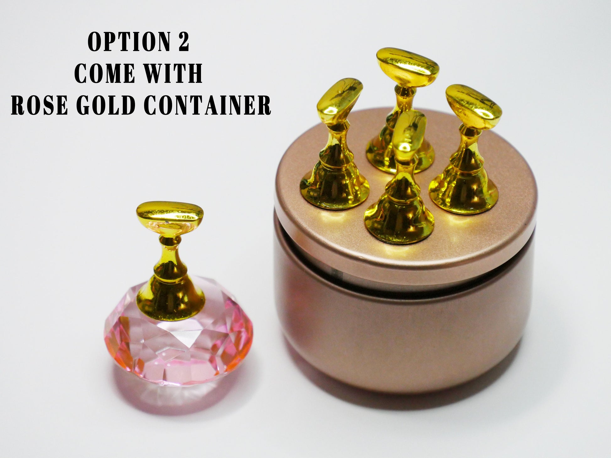 Gold False Nail Display Stand Holder Set/ Magnetic Nail Art Practice Holder/Rose Gold holder Pink crystal Nail Practice Manicure DIY Tools