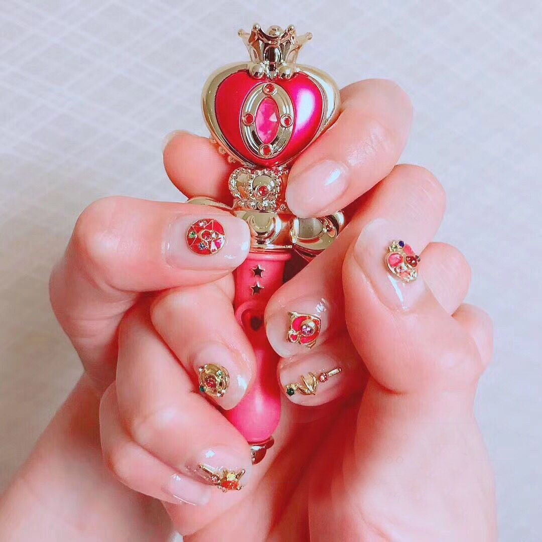 12 pcs Sailor Moon nail decoration/ Sailor Moon Gacha Spiral Heart Moon Rod Wand Japanese nail art charm