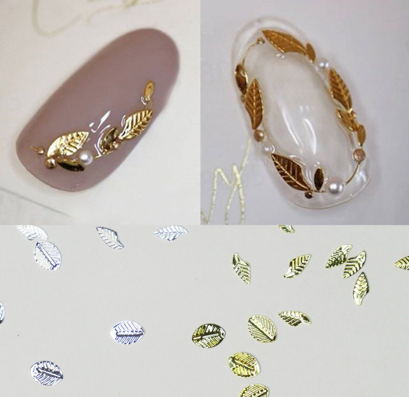 20 pcs leaf nail charm/ gold leaves UV resin supply