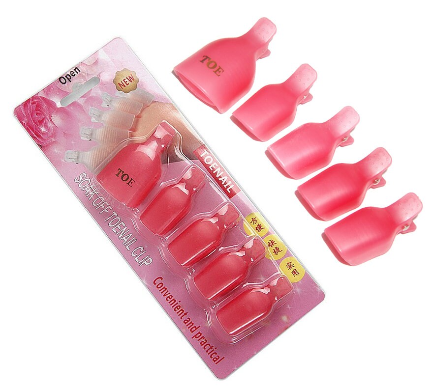 5pcs reusable Soak Off Caps Clips Toe Nail Soakers UV Nail Gel Remover Acrylic Nail Remove/ nail polish remove wrap clips Pedicure