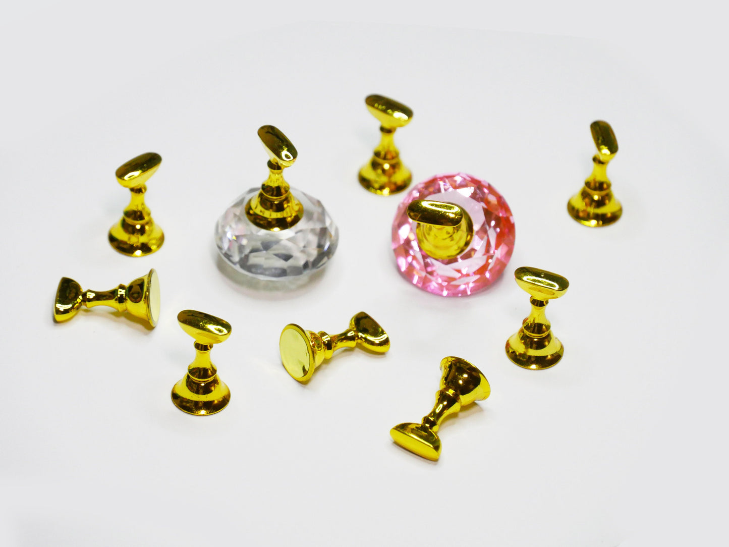 Gold False Nail Display Stand Holder Set/ Magnetic Nail Art Practice Holder/Rose Gold holder Pink crystal Nail Practice Manicure DIY Tools