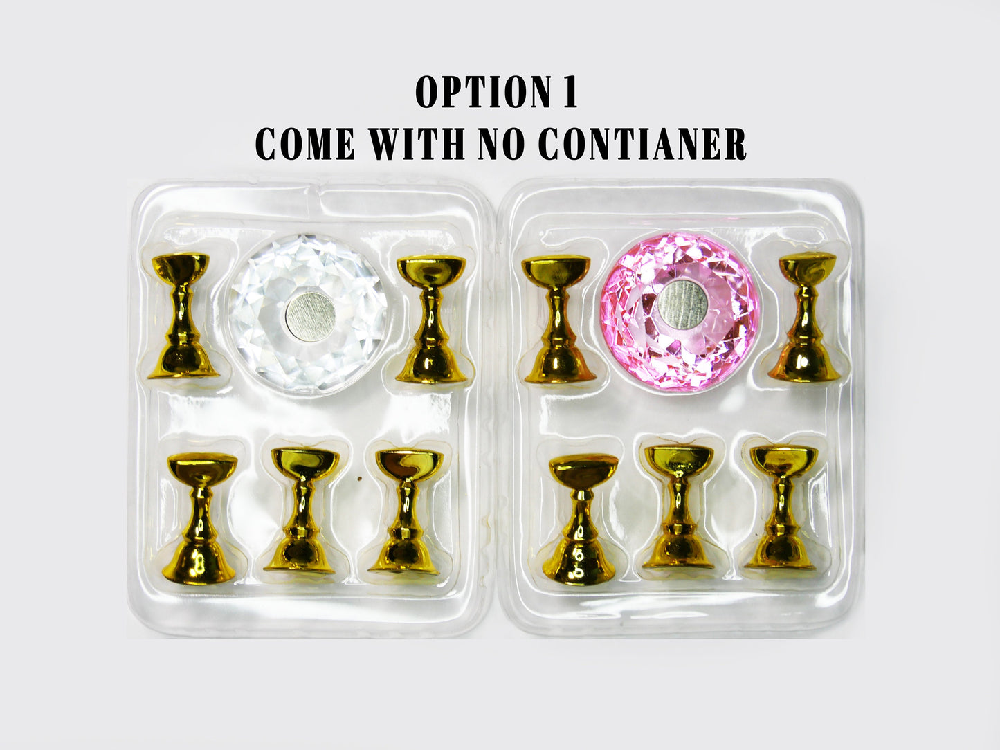 Gold False Nail Display Stand Holder Set/ Magnetic Nail Art Practice Holder/Rose Gold holder Pink crystal Nail Practice Manicure DIY Tools