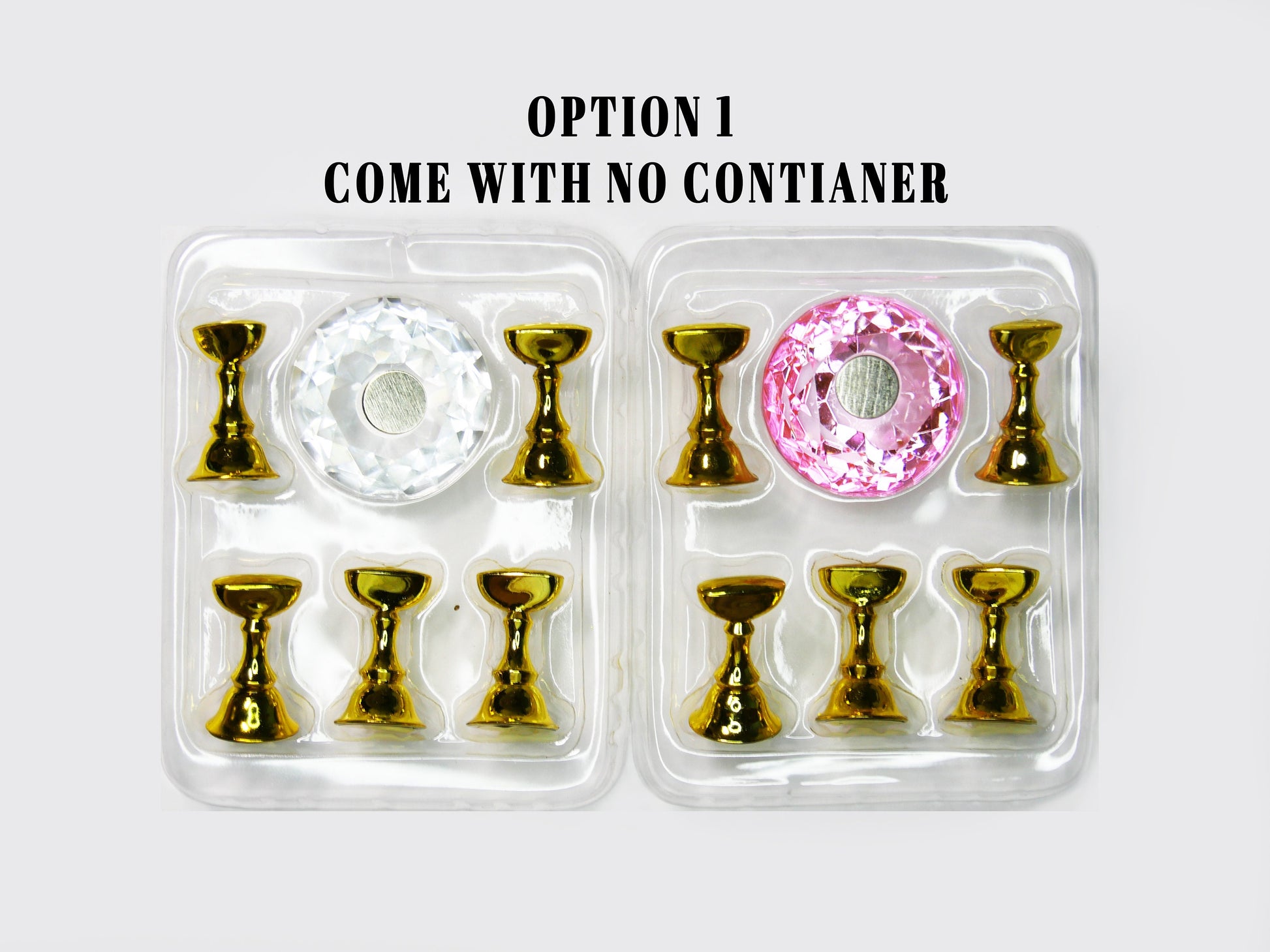 Gold False Nail Display Stand Holder Set/ Magnetic Nail Art Practice Holder/Rose Gold holder Pink crystal Nail Practice Manicure DIY Tools