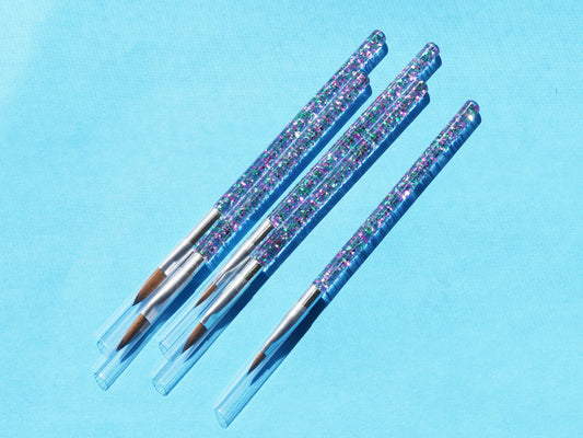 5 pcs Acrylic nail brushes/ Crimped 3D Nail art mink fur nail pen for acrylic design builder/ UV gel nail polish gel brush/ Detachable Brush