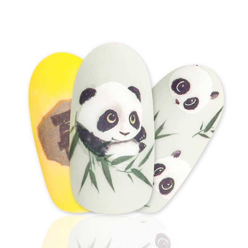 Panda Bamboo nail sticker/ Cute China Panda 1 Sheet 3D Nail Art Stickers Self Adhesive Decals/ Panda Nail Appliques