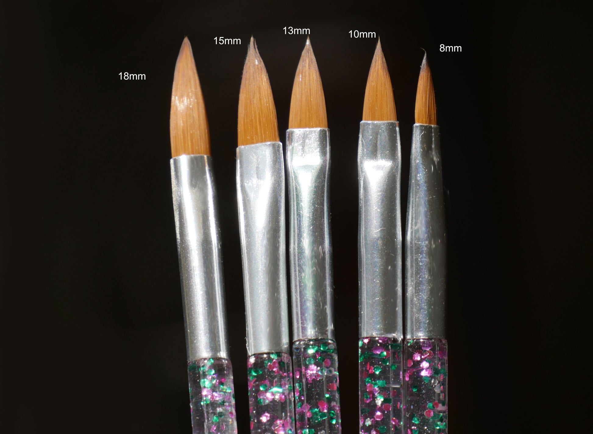 5 pcs Acrylic nail brushes/ Crimped 3D Nail art mink fur nail pen for acrylic design builder/ UV gel nail polish gel brush/ Detachable Brush