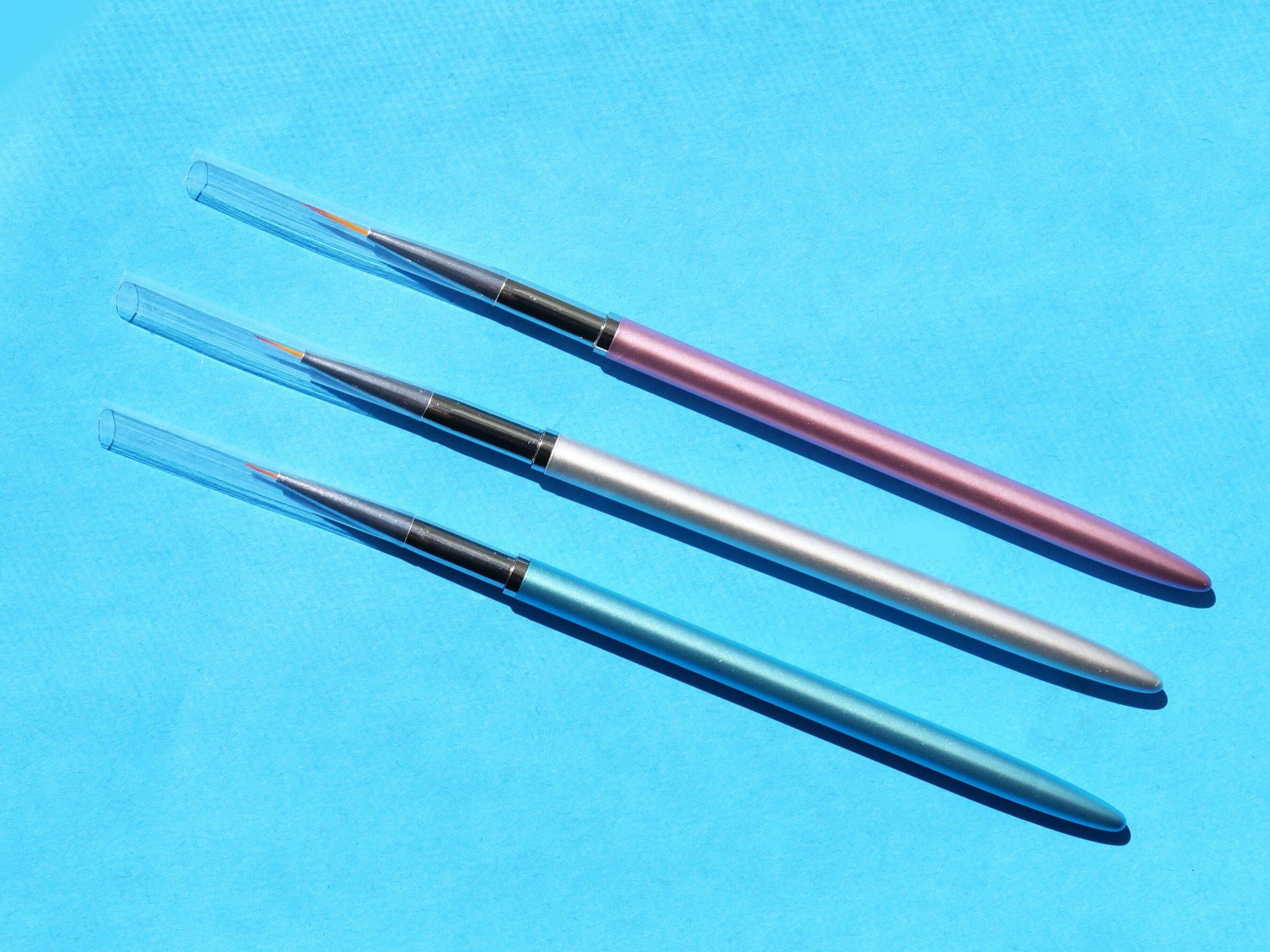 3 pcs Metallic Nail Brush Set for Detailing Striping Nail Art Brushes, liner brush, Painting Brushes set/ Lining paint brushes Nail Stripe