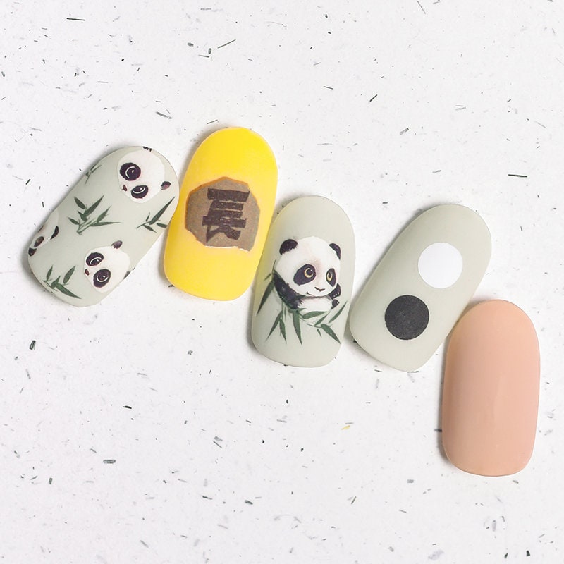 Panda Bamboo nail sticker/ Cute China Panda 1 Sheet 3D Nail Art Stickers  Self Adhesive Decals