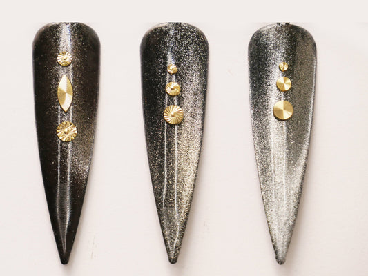 9 pcs Exquisite Gold Circle Nail Studs /Delicate ail art charm