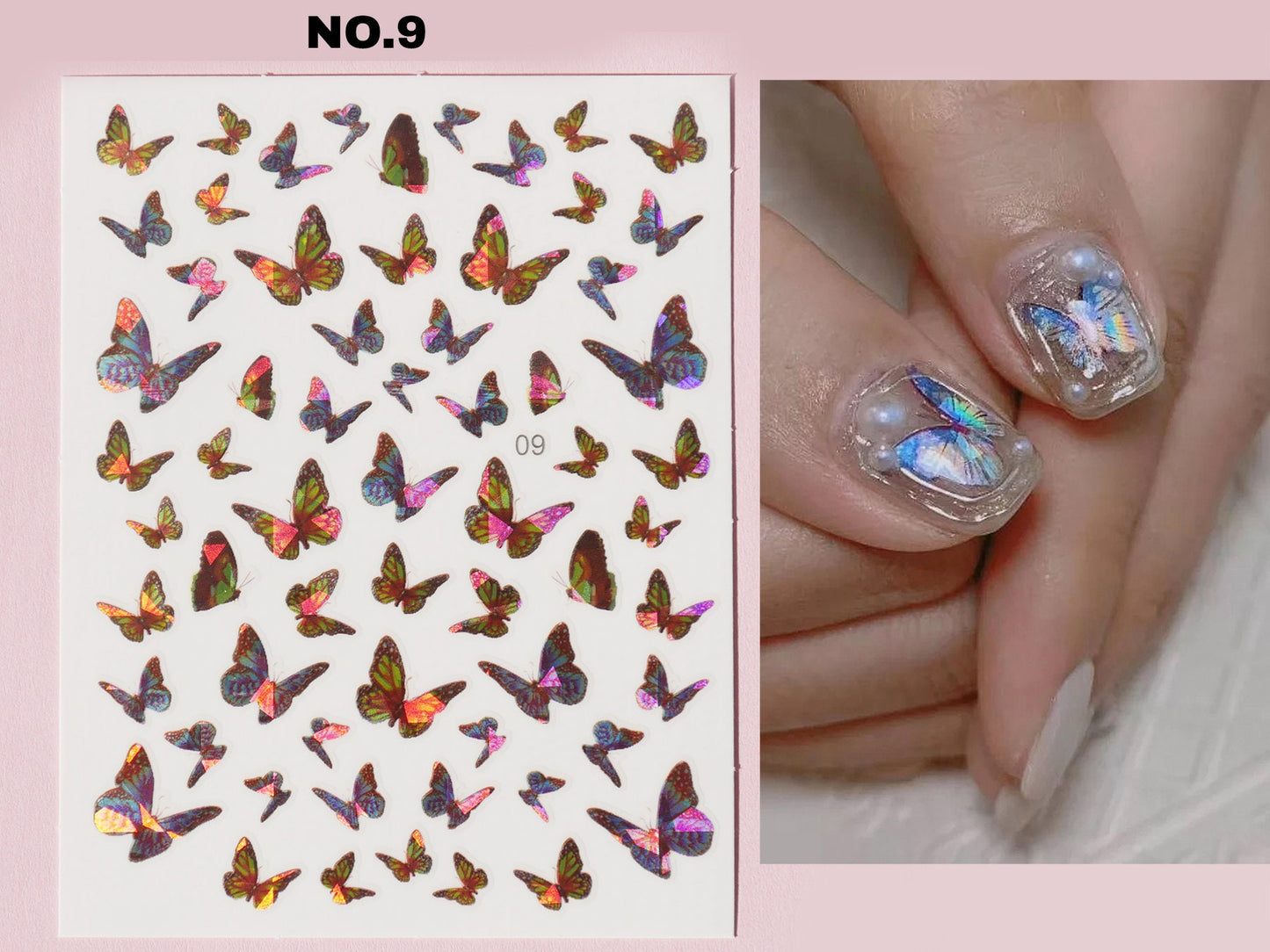Butterfly Laser Sticker Nail Art/ Blue Morpho Monarch Peel Off nail sticker/ Fairy Tale Theme nail sticker/ Nail decal supply