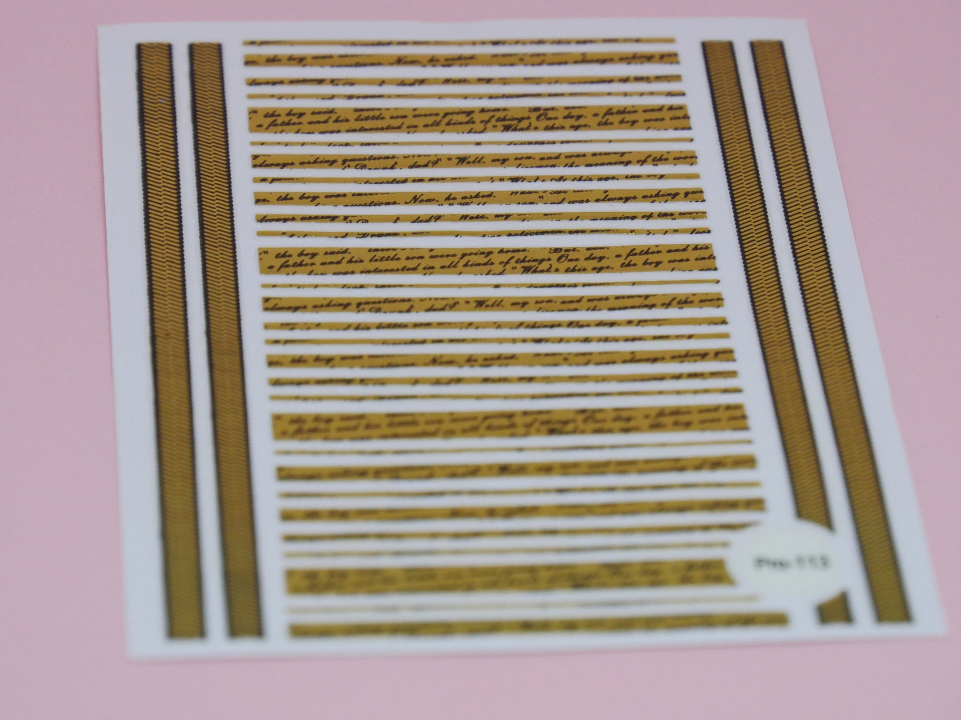 Ultra Thin Nail Sticker/ Golden Stripe Nail Art Pro Stickers Self Adhesive Decals/ English Phrases Nail Metallic Lining Postmark Gold Tags