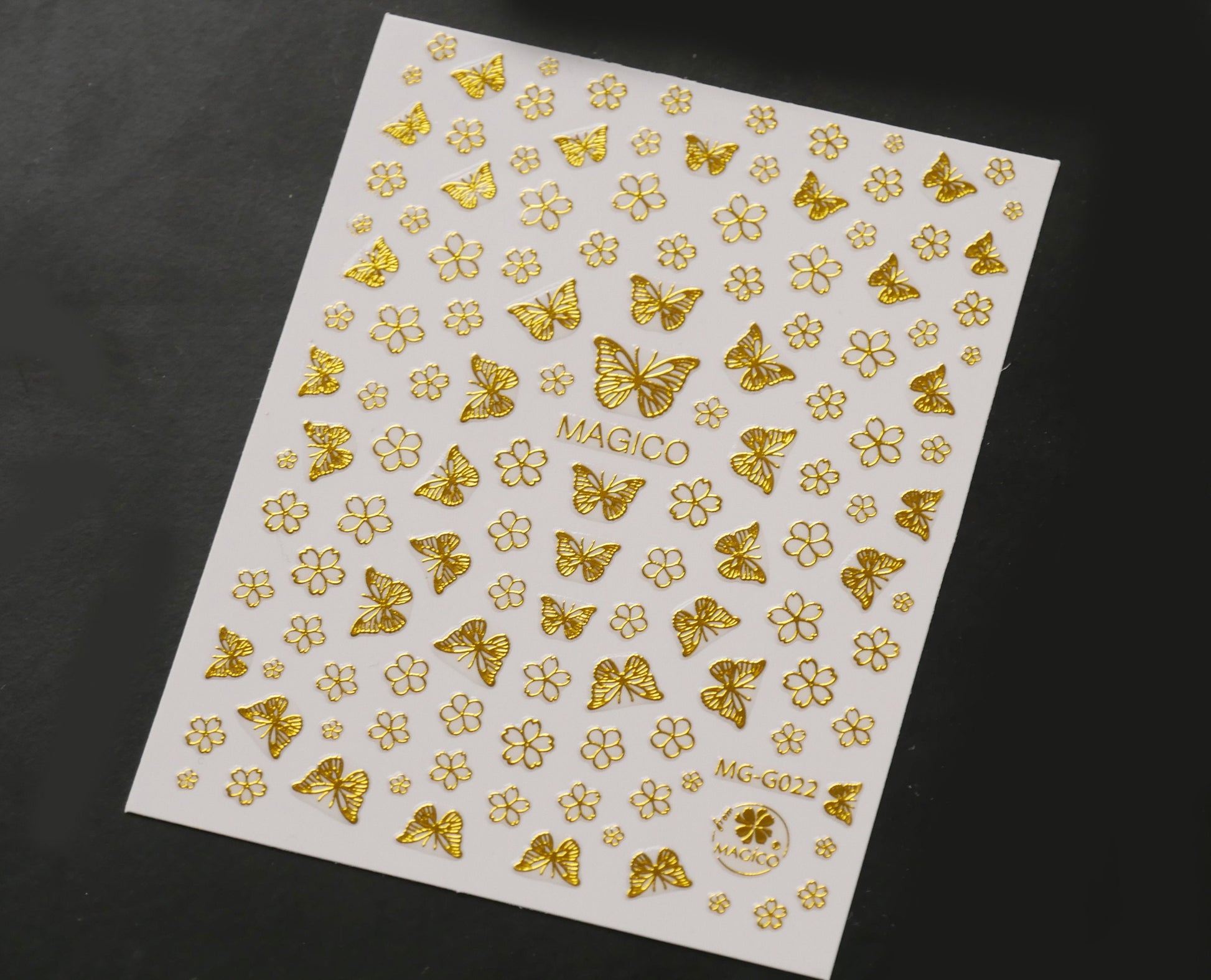 Gold Butterfly Flower nail sticker/ Fairy Tale Nail Art Stickers Self Adhesive Decals/ Golden metallic Sakura Goddess nail art sticker