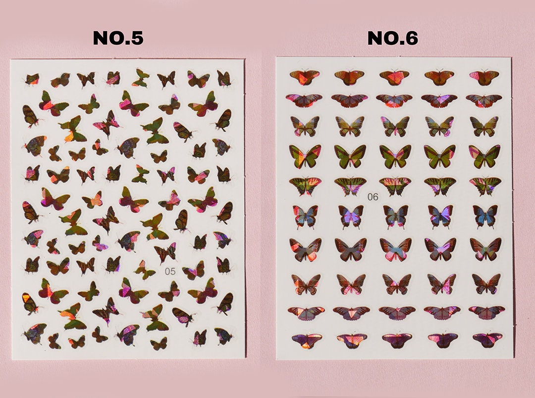 Butterfly Laser Sticker Nail Art/ Blue Morpho Monarch Peel Off nail sticker/ Fairy Tale Theme nail sticker/ Nail decal supply
