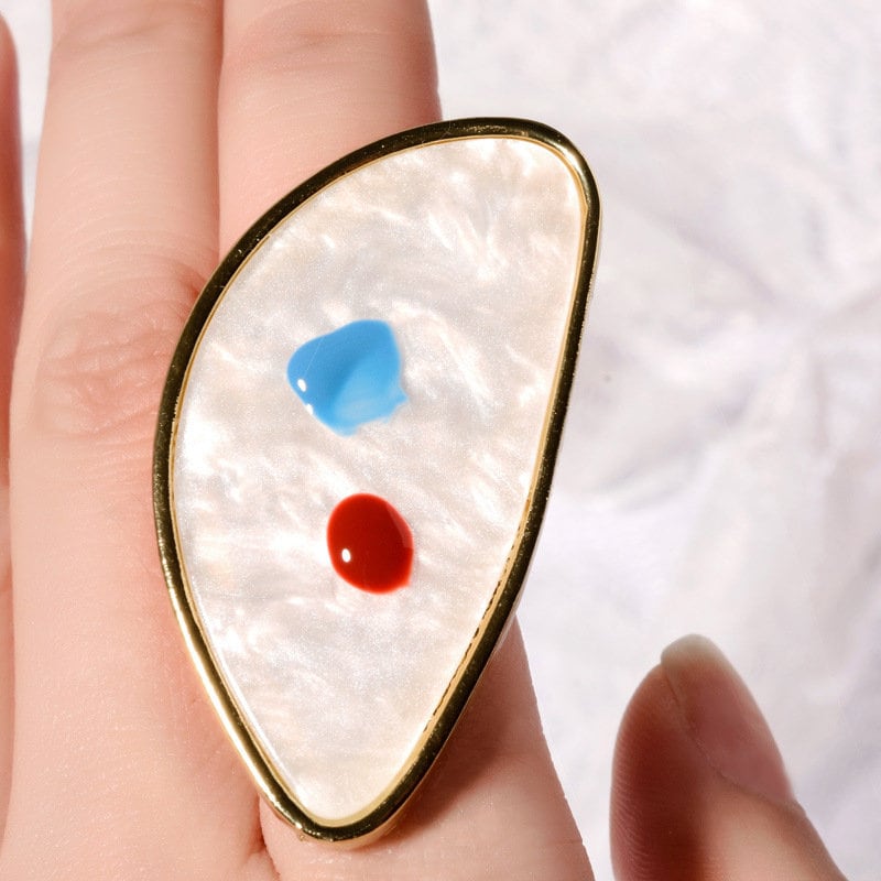 Pinctada Painting Palette Ring/ Golden Edged Mini Finger Dishes Color Mixing UV Gel Polish Paint Tool/ Shell Nail Detailing Design Tool