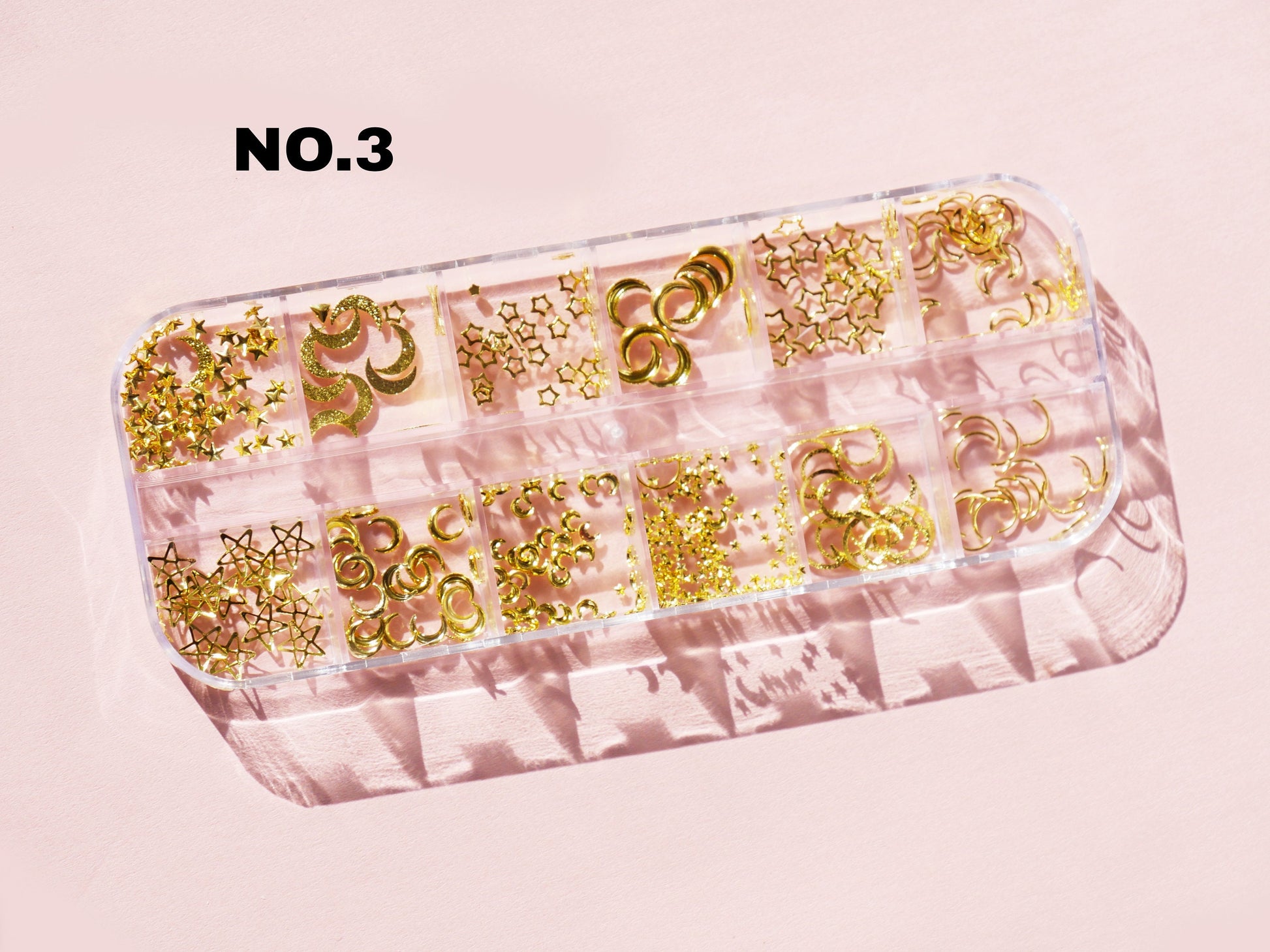 12 grids Moon and star Rivet Glitter Nail Studs Metal Decoration/ starry sky design Nail supply Metallic studs 