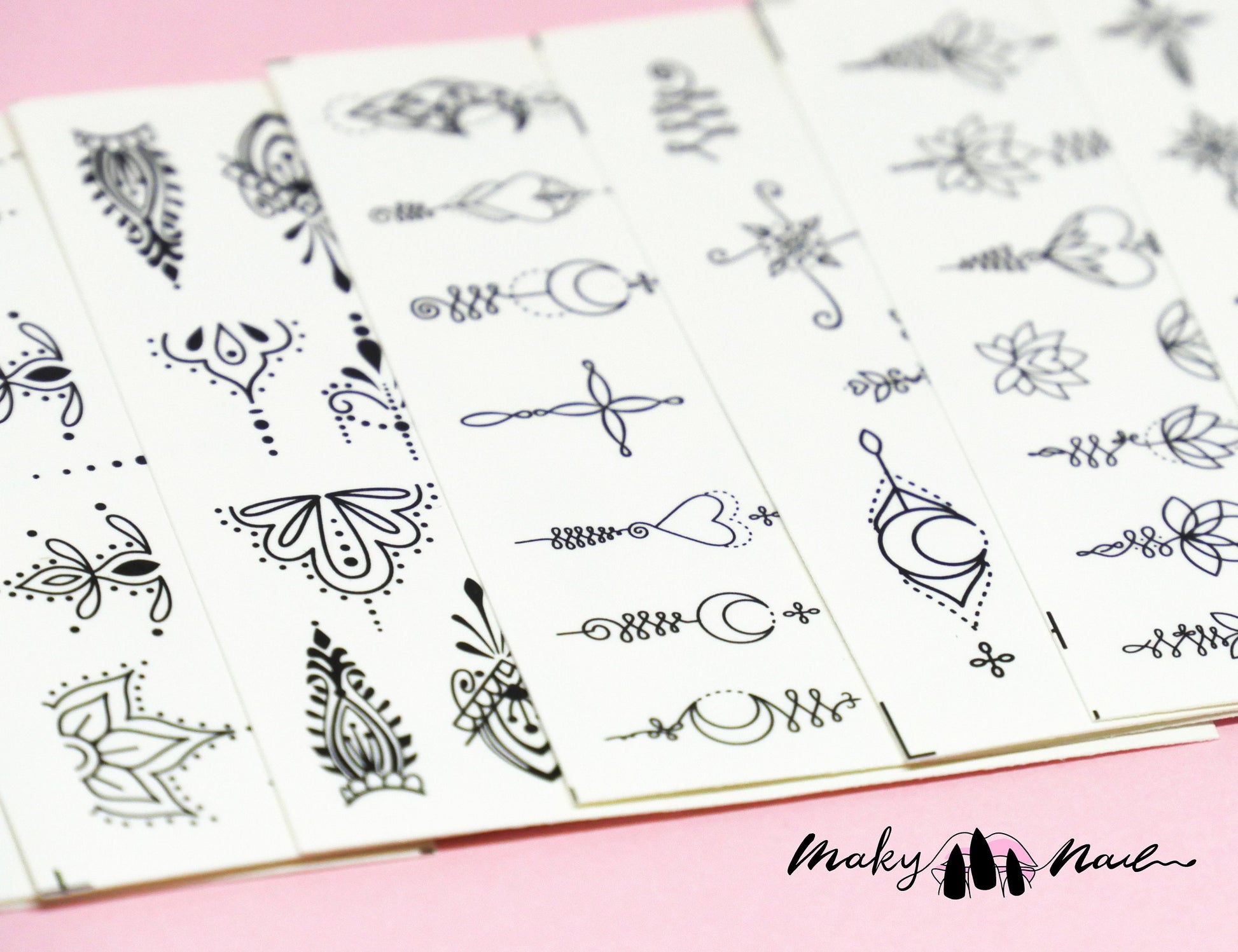 8 pcs Totem Mehndi Henna Nail Tattoo Decals/Instagram nail sticker/Water Transfer Nail tattoo Stickers Decals/ Pretty Miniature Appliques
