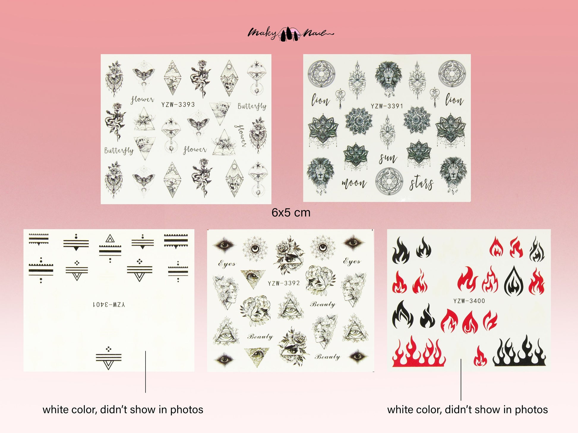 8 pcs Totem Mehndi Henna Nail Tattoo Decals/Instagram nail sticker/Water Transfer Nail tattoo Stickers Decals/ Pretty Miniature Appliques