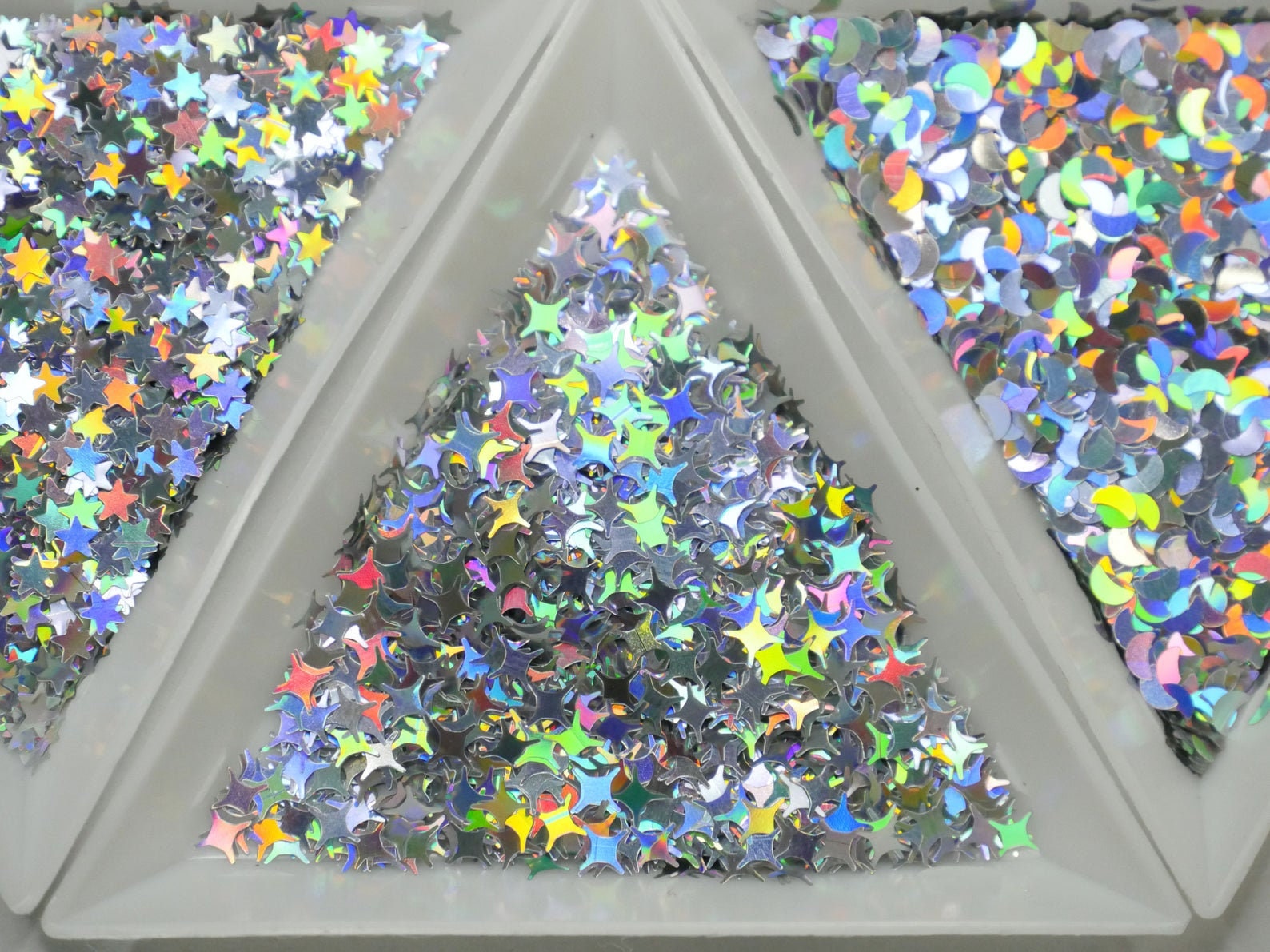 Halo silver Nail Flakes 3D DIY laser Sequins/Mermaid silver star heart starry shaped glitter flakes for nail gel UV resin nail polish