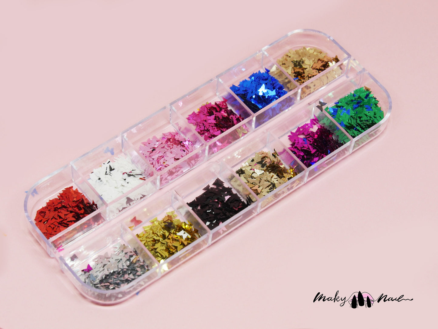 Neon Butterfly Nail art Glitter Flakes/ 3D DIY Metallic butterfly Sequins/ Fairy Tale Instagram Nail art supply/ Butterflies Chips