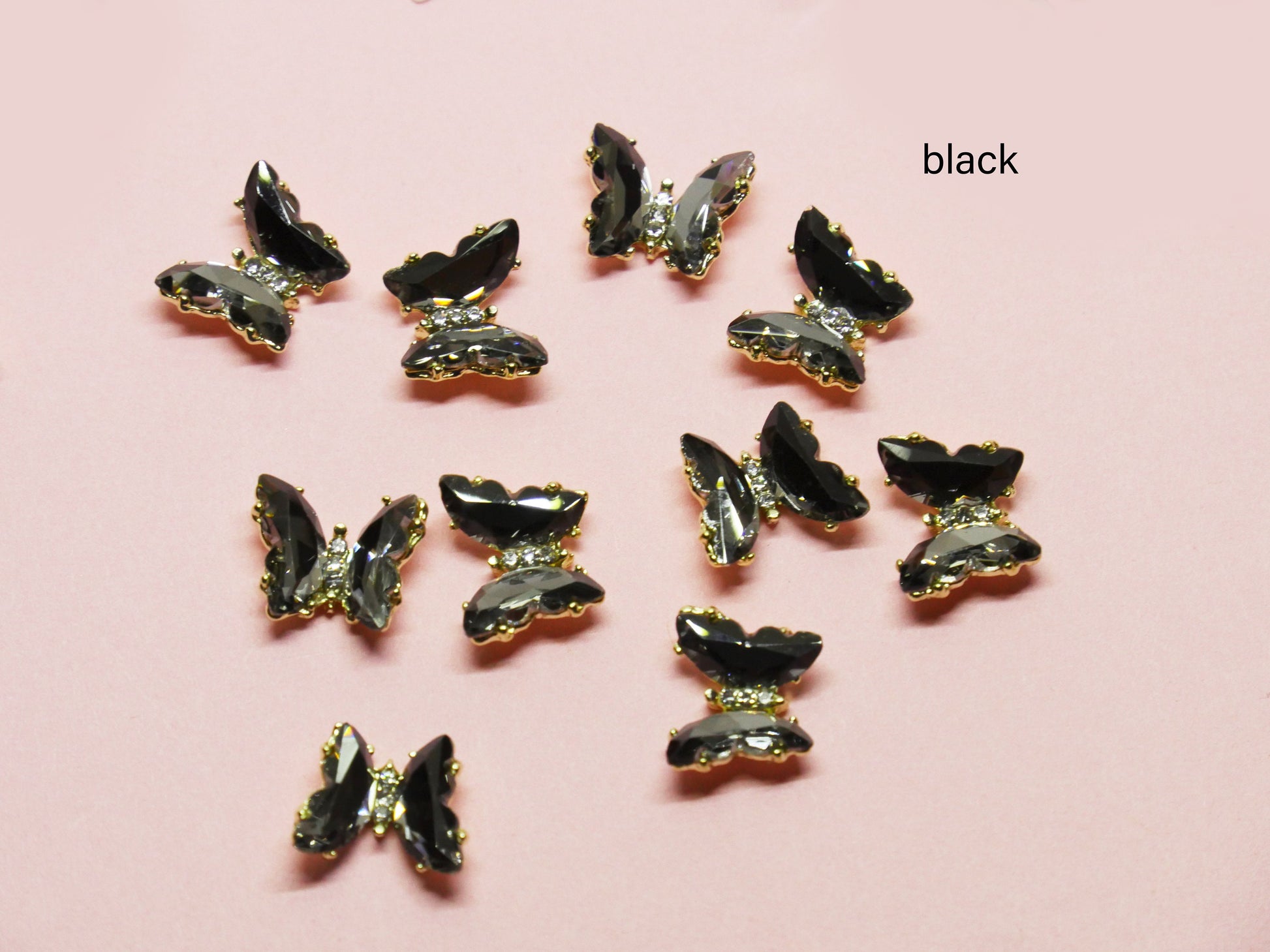 Butterfly 3D Zircon Crystal Nail Ornament Decal/ Clear Pink Red Butterfly Instagram Influencer Nail Jewelry Fairy Tale Nail Art Large Deco