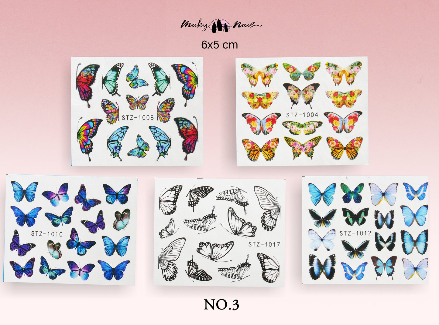 5pcs Butterfly Nail Tattoos/ Blue Morpho Monarch Water transfer nail sticker/ Fairy Tale Theme nail sticker Tattoos/ Nail decal supply