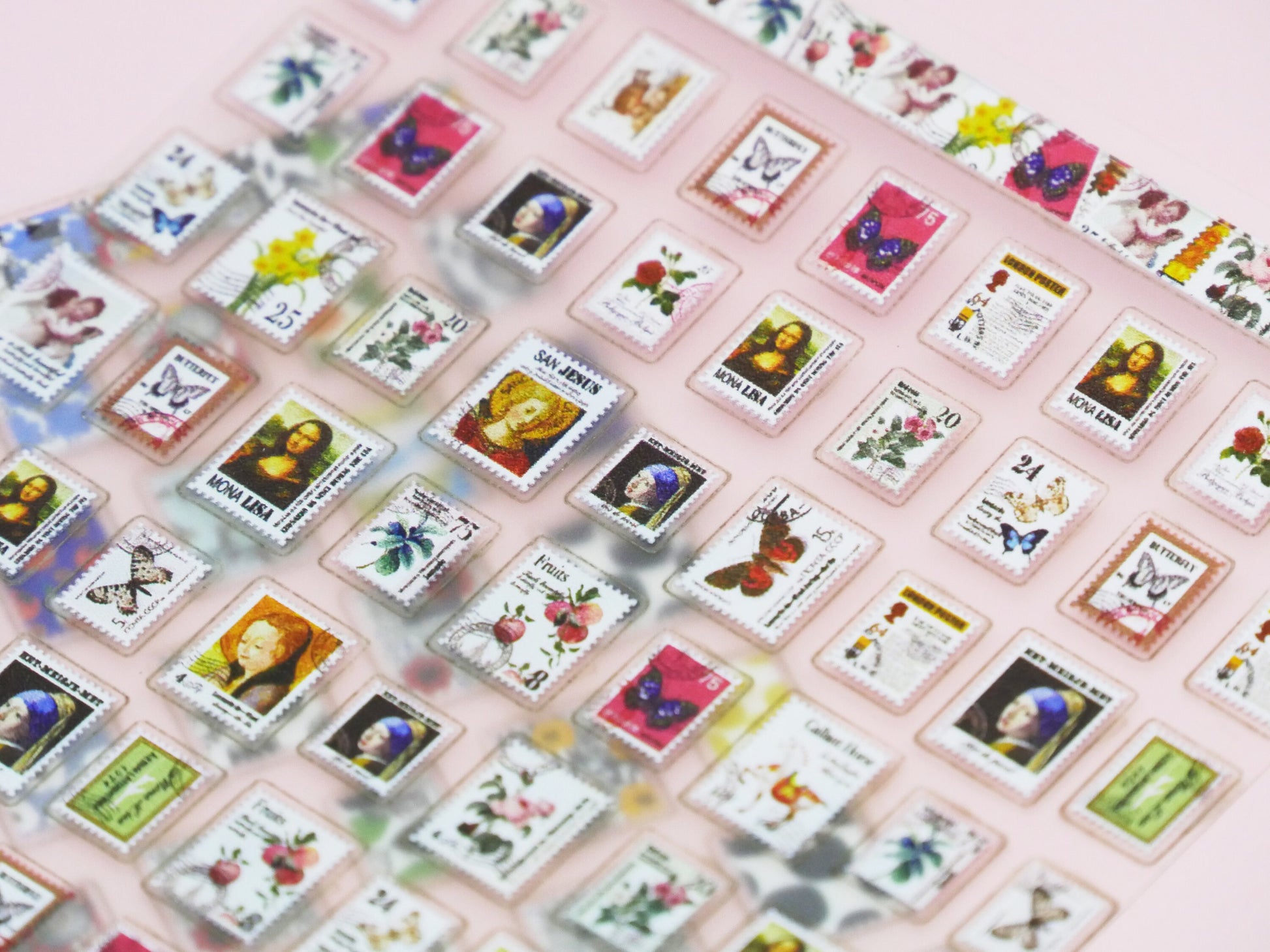 Mona Lisa Vintage Post Stamps Sticker Nail Art