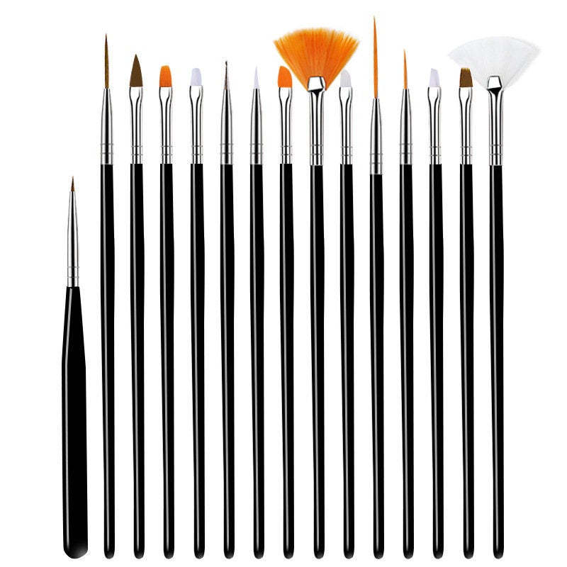15pcs Nail Brush Set for Detailing Striping Nail Art with Gel Brushes, Painting Brushes, 3D Brush, Acrylic brush for nail art painting