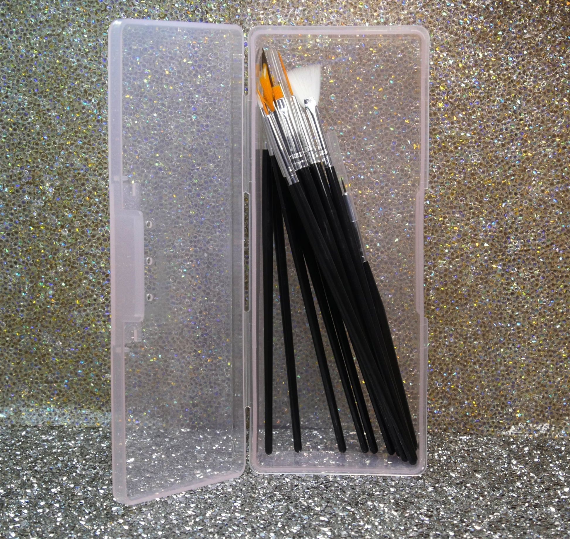 Pink Nail Brush Container Box/ Multifunctional Translucent PVC Pencil Case Plastic Pen Brush Box Stationery Supplies