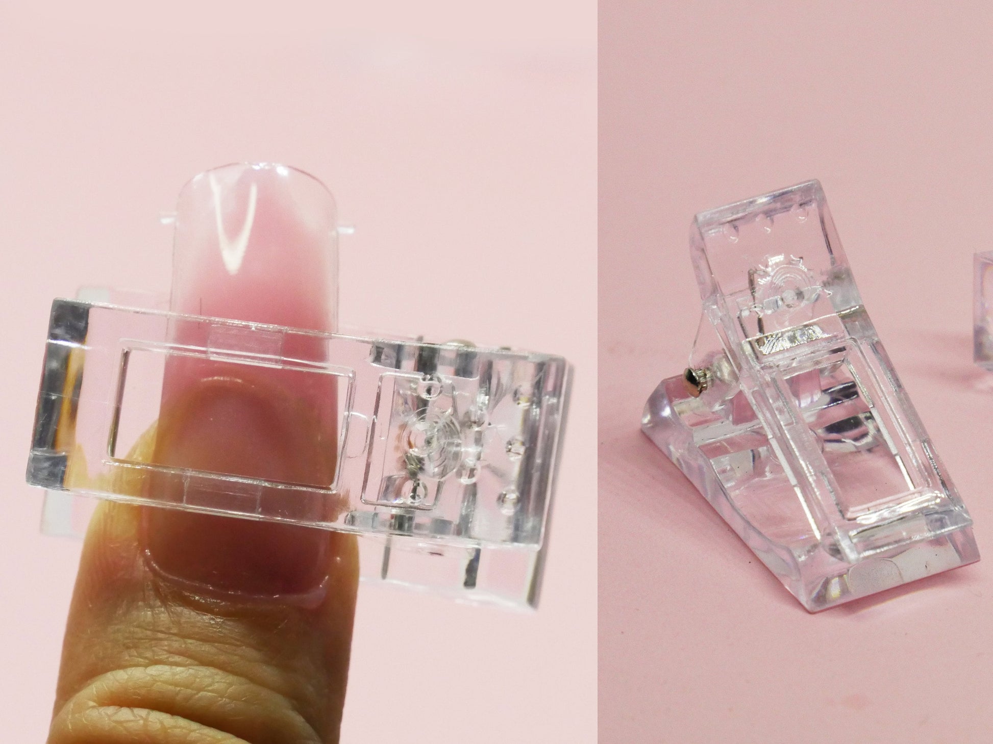 2 pcs Acrylic Nail Pinching Clip for Nail Extension Reusable Clear Nail Gel Anti-overflow Stabilizer Quick Building Nail Tips Manicure tool