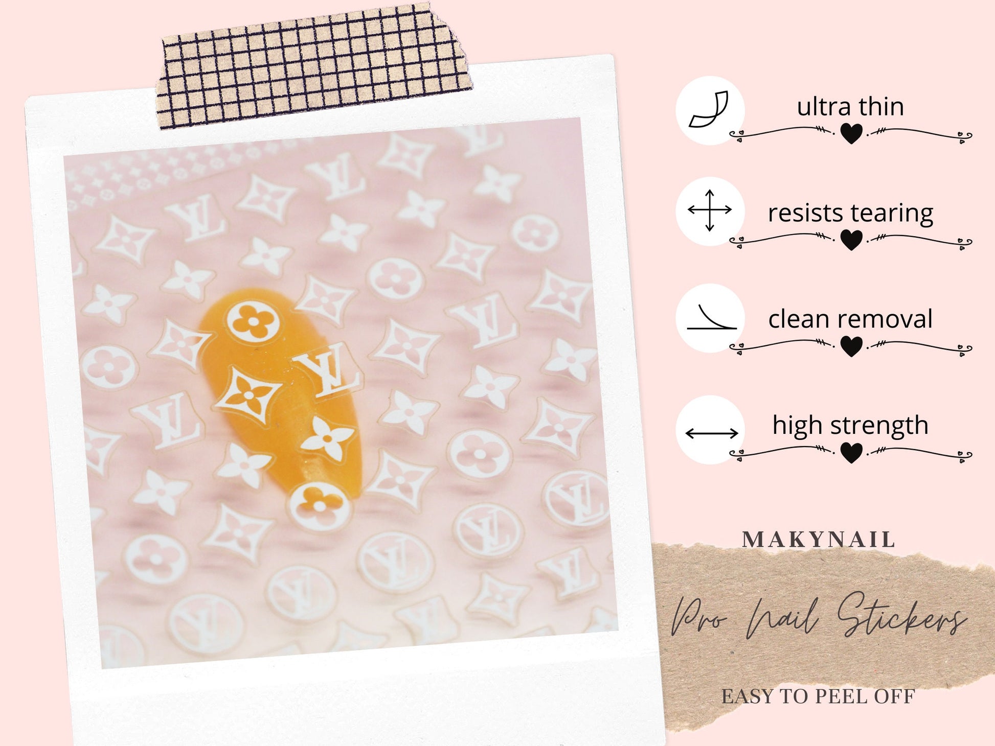White Nail Art Stickers Self Adhesive/ Pro Ultra-thin Instagram nail sticker