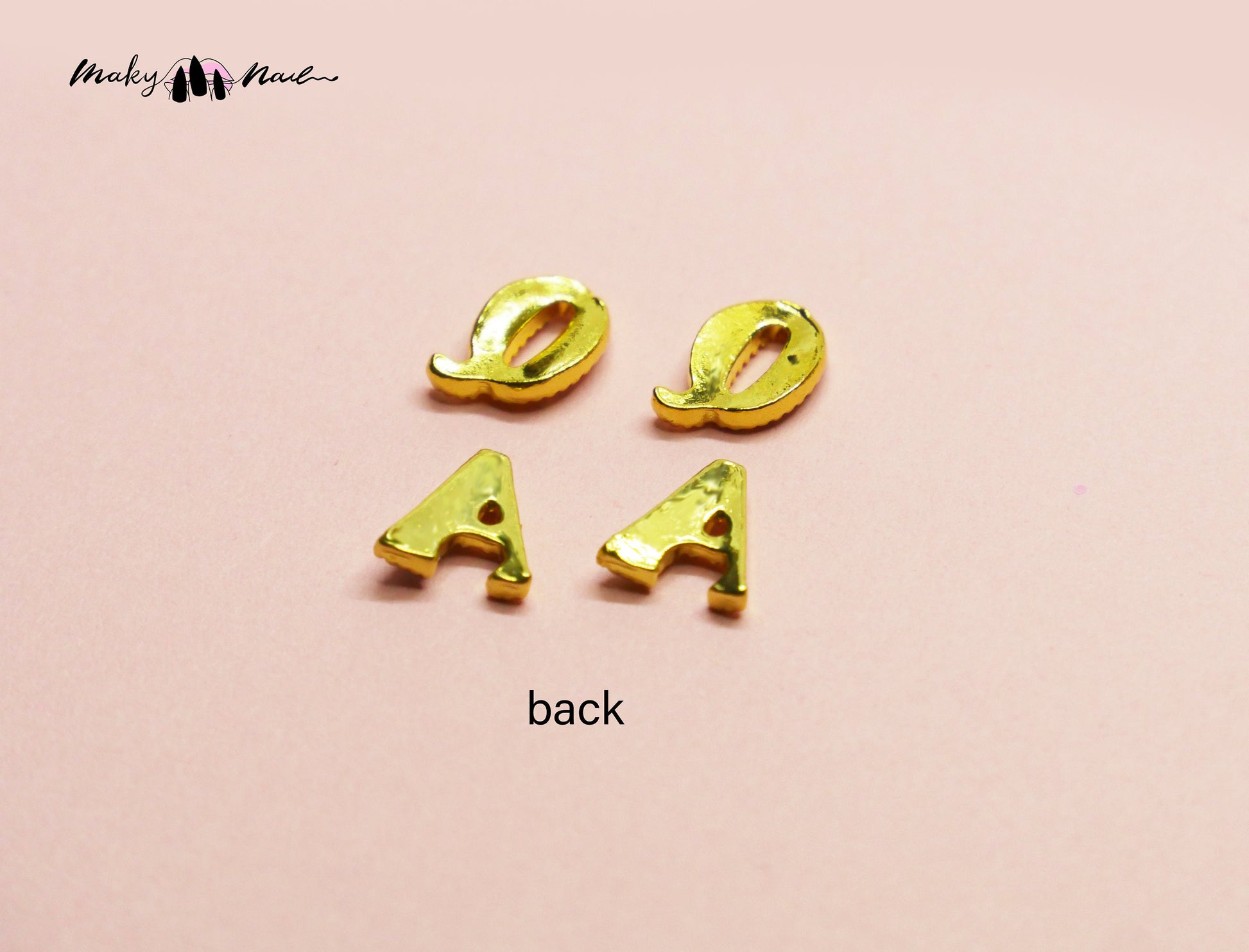 2 pcs A-Z English Letters Gold 3D Metallic Rhinestone nail studs /AB stone nail art charm 