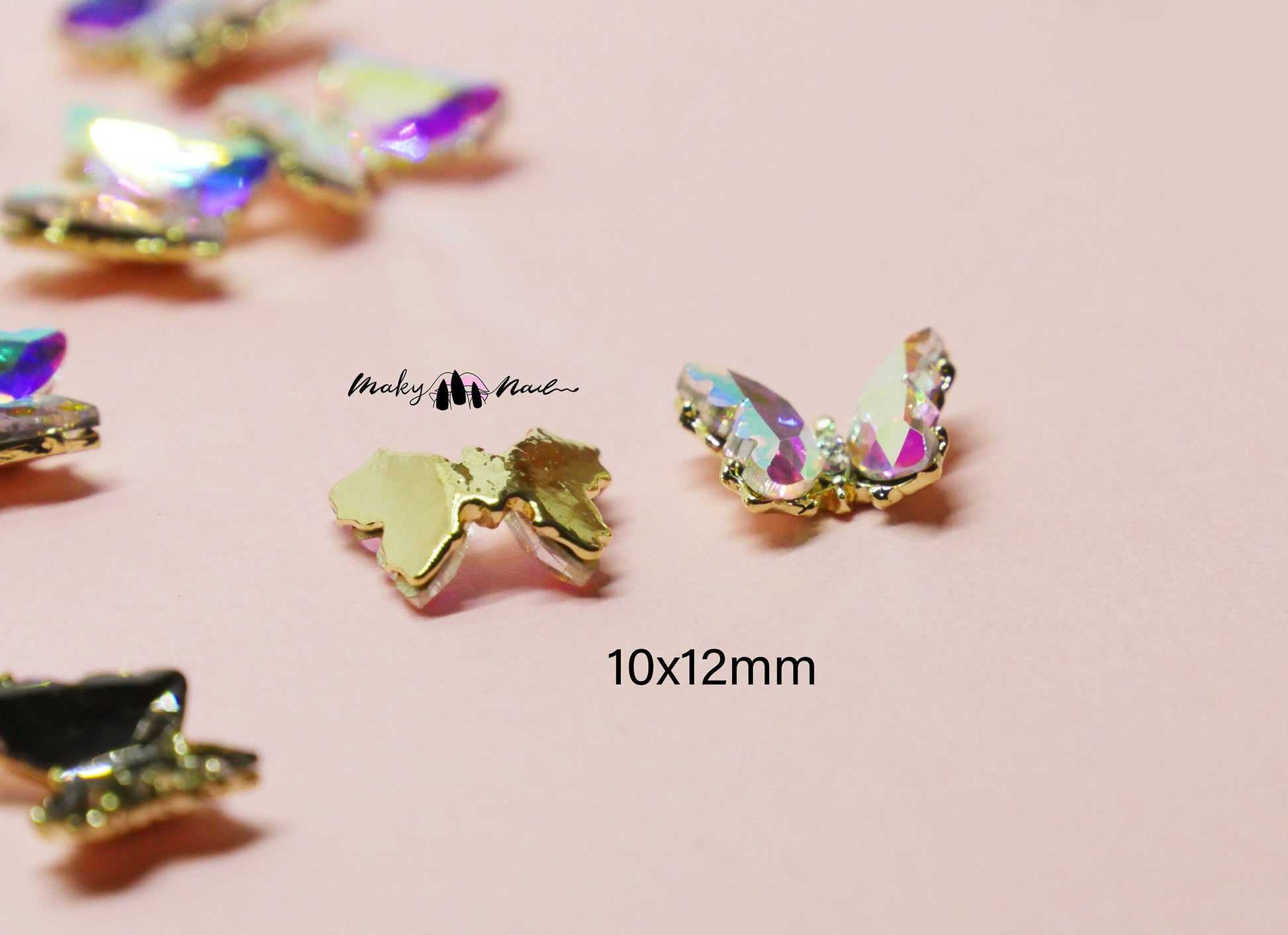 Butterfly 3D Zircon Crystal Nail Ornament Decal/ Clear Pink Red Butterfly Instagram Influencer Nail Jewelry Fairy Tale Nail Art Large Deco